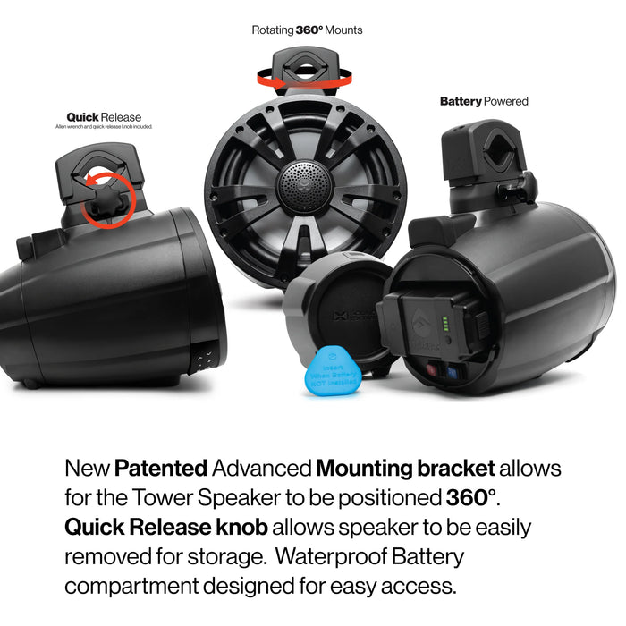 EcoxGear ExtremeTower Speakers TBB8 - 2 Battery Powered Bluetooth Amplified Tower Speakers
